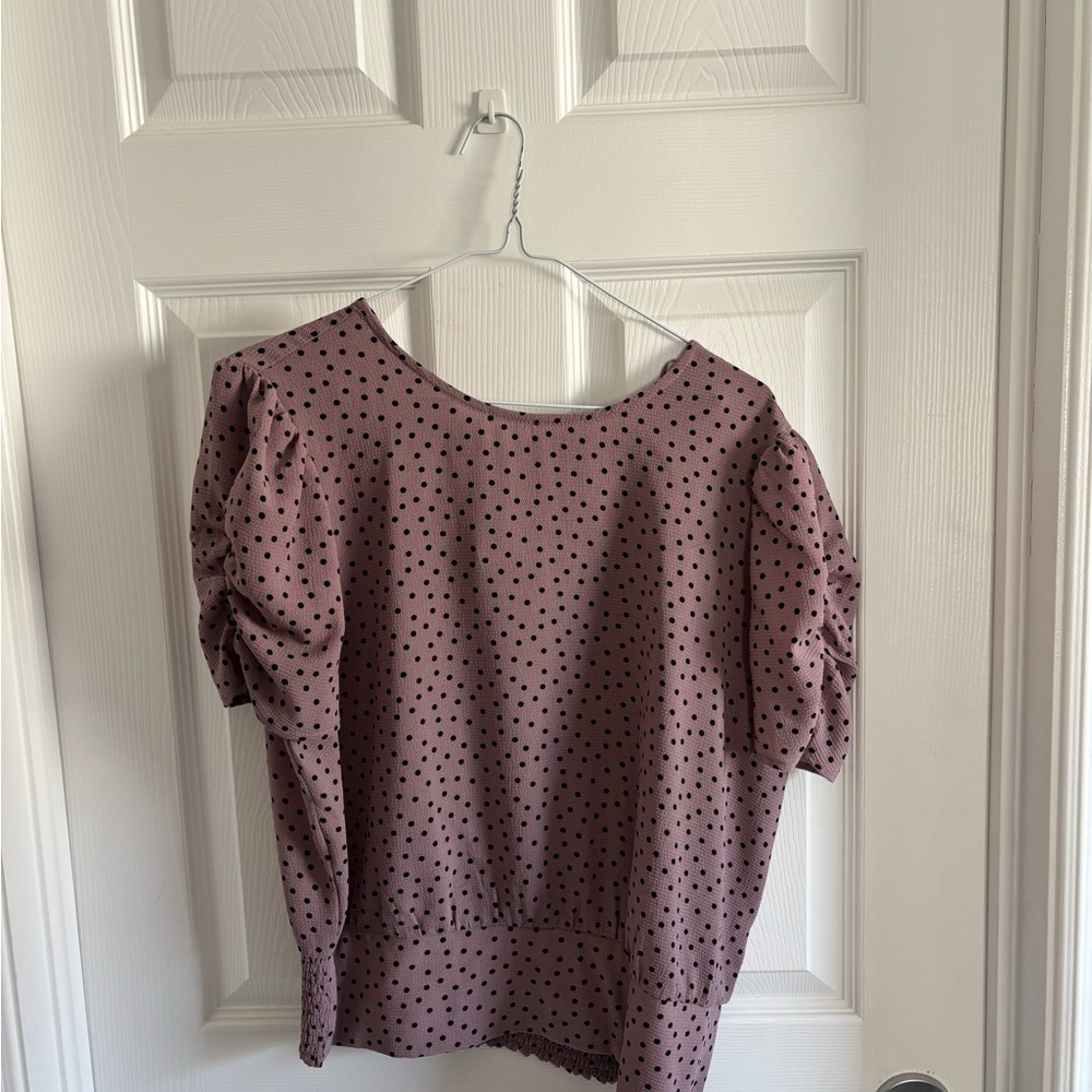 Lily White Women's Polka Dot Blouse - Mauve and Black